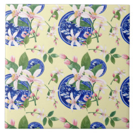 Vattenfärgsitalienska Lemon Mönster Tile Kakelplatta