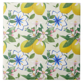 Vattenfärgsitalienska Lemon Mönster Tile Kakelplatta