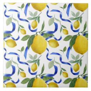 Vattenfärgsitalienska Lemon Mönster Tile Kakelplatta