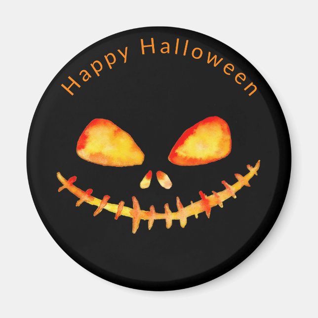VattenfärgsJack O'Lantern Ansikte Halloween Magnet (Framsidan)