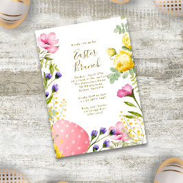 Vattenfärgsjakt på Blommigt ägg och Påsk Brunch Inbjudningar