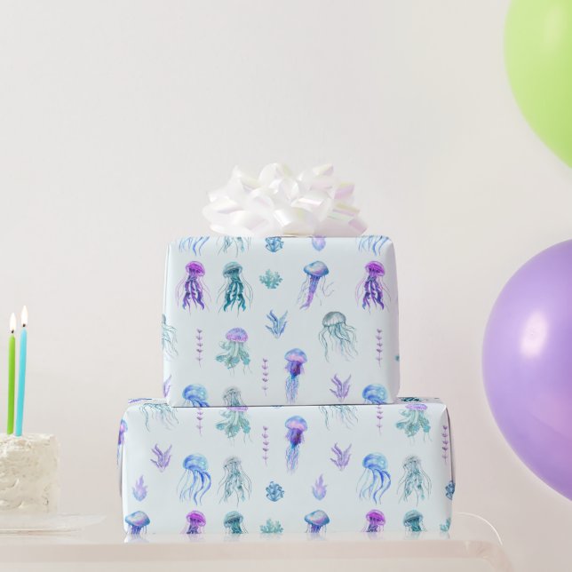 Vattenfärgsjellyfish och Sjögräs Presentpapper (Festgåvor)