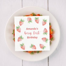 Vattenfärgsjordgubbar 1 år party