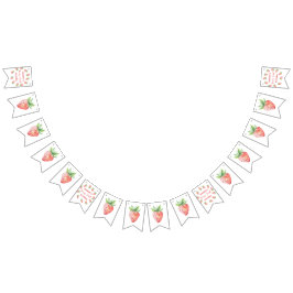 Vattenfärgsjordgubbar 1 år party vimplar