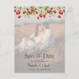 Vattenfärgsjordgubbar Spara datumfoto Vykort