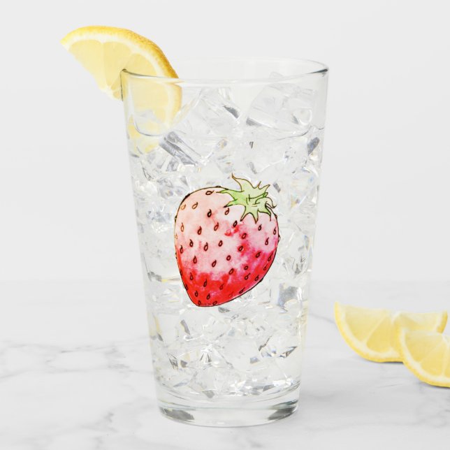 vattenfärgsjordgubbsbär glaskopp (Framsida Ice)