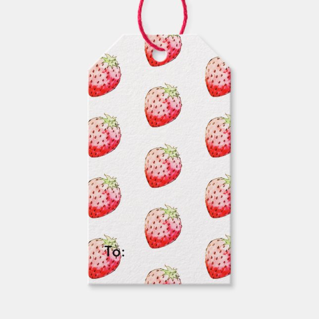 vattenfärgsjordgubbsbär presentetikett (Framsidan)
