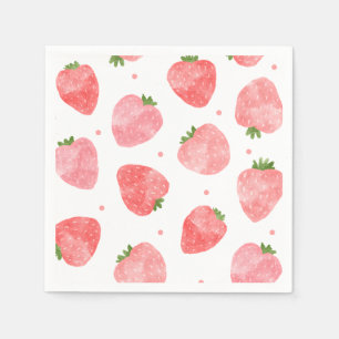Vattenfärgsjordgubbsblöjor Napkins jordgubbe Pappersservett