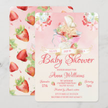 Vattenfärgsjordgubbsblomma Baby Fairy Baby Shower
