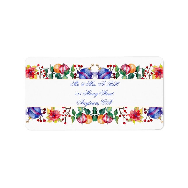 Vattenfärgsjul, Bollar Adressetikett (Framsidan)