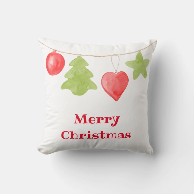 Vattenfärgsjul Ornament Folk Pillow Kudde (Framsida)