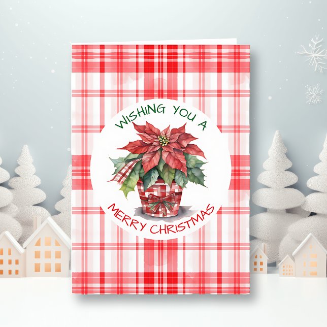 Vattenfärgsjul - Personligen Poinsettia Kort (Skapare uppladdad)