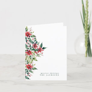 Vattenfärgsjul Poinsettia Foto Anpassningsbar Helgkort