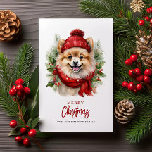 Vattenfärgsjul Pommern Hund