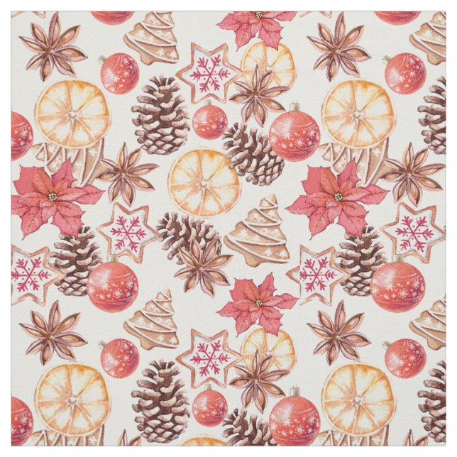 Vattenfärgsjulen Inslag Sömlös Mönster Tyg (Provkarta)