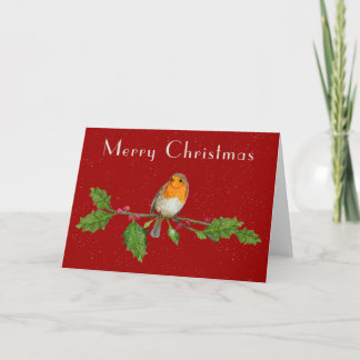 Vattenfärgsjulens Robin Greeting-kort Kort
