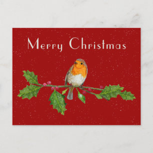 Vattenfärgsjulens Robin Greeting-kort Vykort