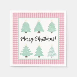 VattenfärgsJulgranar med Rosa Play Napkins Pappersservett