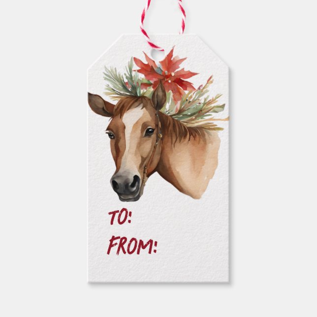 Vattenfärgsjulhorn Presentetikett (Framsidan)