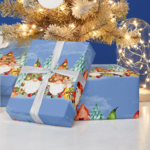 Vattenfärgsjulklapp Gnomes Elves Presentpapper