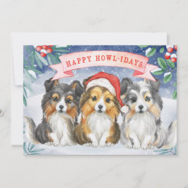 Vattenfärgsjulklapp Sheltie Lycklig Howlidays Card