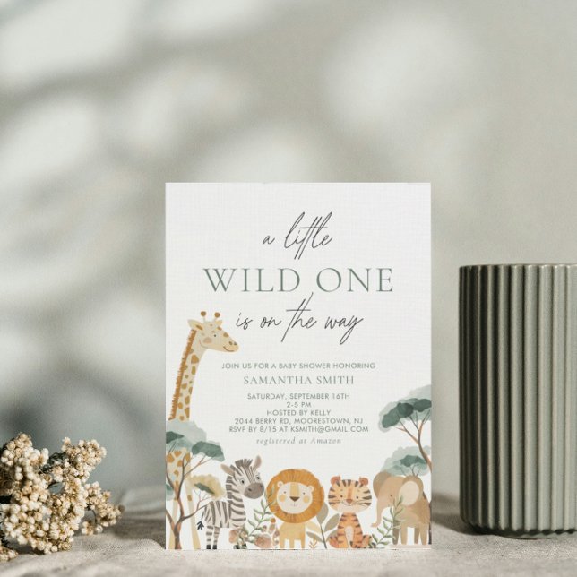 Vattenfärgsjungle Safari Animals Baby Shower Inbjudningar (Skapare uppladdad)