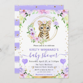 Vattenfärgsjute Jungle Tiger Baby Shower Inbjudningar