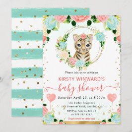 Vattenfärgsjute Jungle Tiger Baby Shower Inbjudningar