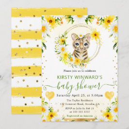 Vattenfärgsjute Jungle Tiger Baby Shower Inbjudningar