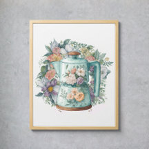 Vattenfärgskaffe i Stil Blommigt Vintage Kökkaffe