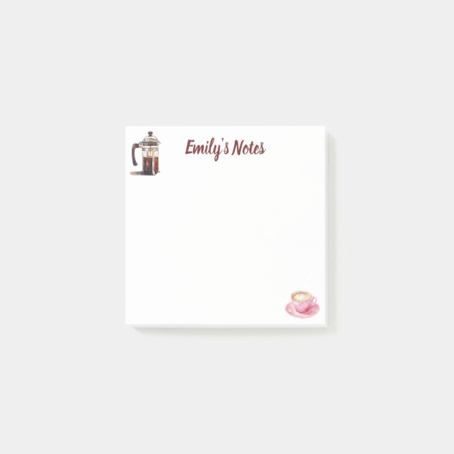 Vattenfärgskaffetid Namn Post-it Block (Framsida)