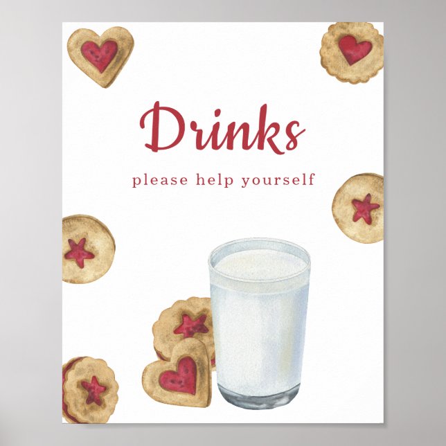Vattenfärgskakor Baby shower Drycker Poster (Framsidan)