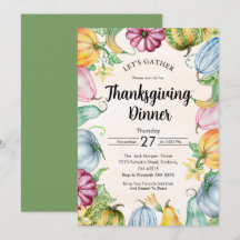 Vattenfärgskål och löv Thanksgiving-middag