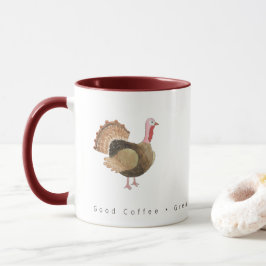 Vattenfärgskalkon God Kaffegratulerade Hjärtan Mugg