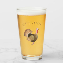 Vattenfärgskalkon "Låt oss samlas" Glas kopp