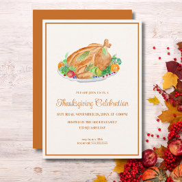 Vattenfärgskalkon till Thanksgiving Inbjudningar