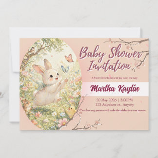 Vattenfärgskanin Baby Shower-inbjudan Inbjudningar