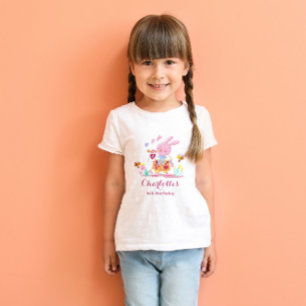 Vattenfärgskanin i rosan barns födelsedag t shirt