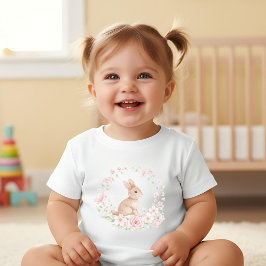 Vattenfärgskanin Krans med blommor T Shirt
