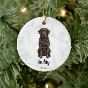Vattenfärgskanin Namn på Chokladlabrador Hund Säll Julgransprydnad Keramik