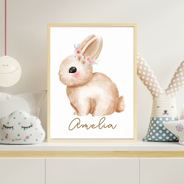 Vattenfärgskanin Nurserieskylt Floral Skog Poster (Skapare uppladdad)