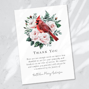 Vattenfärgskardinal Blommigt Sympathy Funeral Tack Kort
