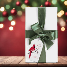Vattenfärgskardinala Juletiketter