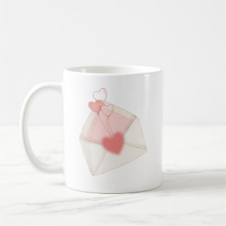 Vattenfärgskärleksbrev Kuvert till Alla Hjärtans D Kaffemugg