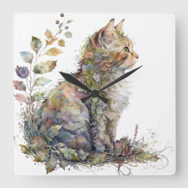 VATTENFÄRGSKATT, ANSIKTE- OCH SÖT, BLOMMOR FYRKANTIG KLOCKA