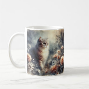 Vattenfärgskatt & Blommigt - A Mor Kärlek Kaffemugg