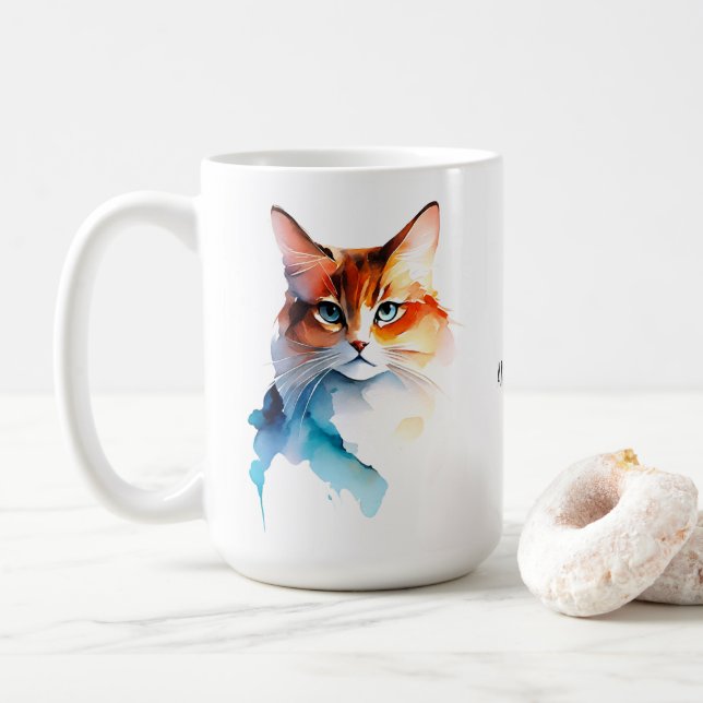 Vattenfärgskatter teckning Charming-katter Kaffemugg (Med munk)