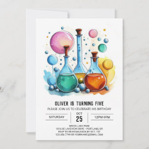 Vattenfärgskemi Mymami Scientist Birthday Inbjudningar