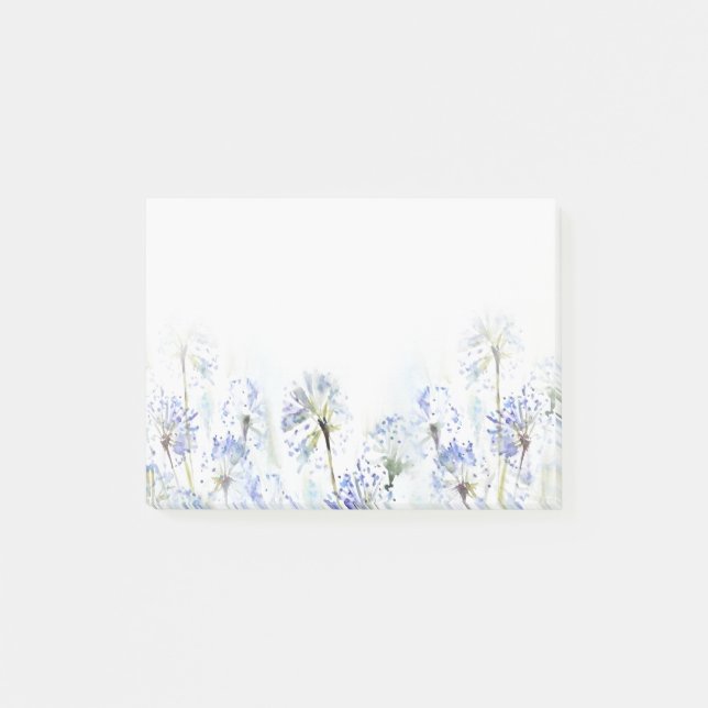 Vattenfärgskiss för blå sommarblommor post-it block (Framsida)