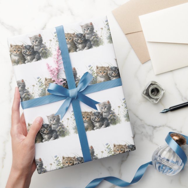 Vattenfärgskittens i Wildblommor Presentpapper (Gifting)